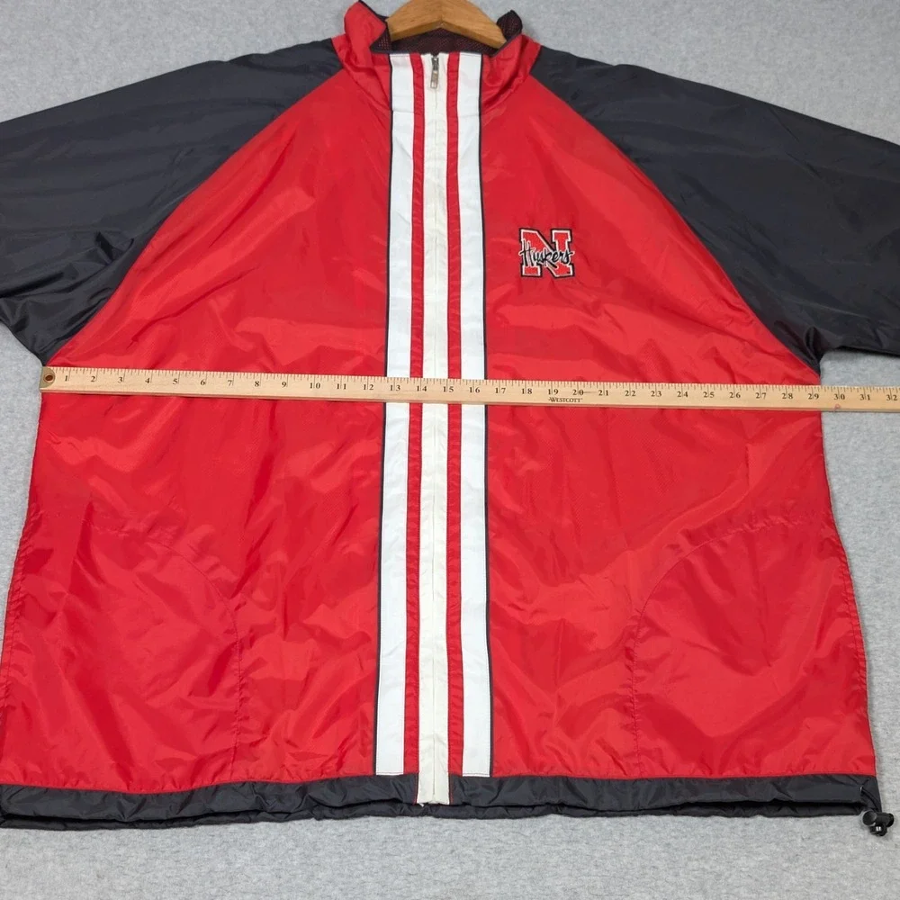 Vintage Adidas Nebraska Cornhuskers Travel Jacket Size 2XL XXL Windbreaker New